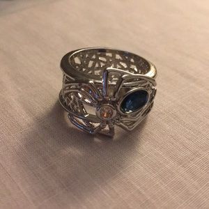 Blue Topaz Spider 1.68 Ct Sterling Silver Ring